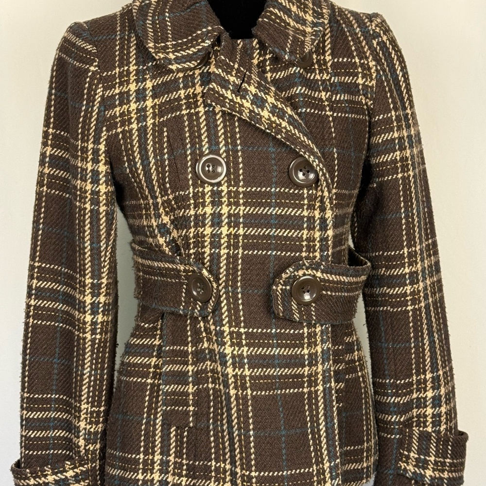 Urban Behavior Brown Plaid Fitted Jacket Size M